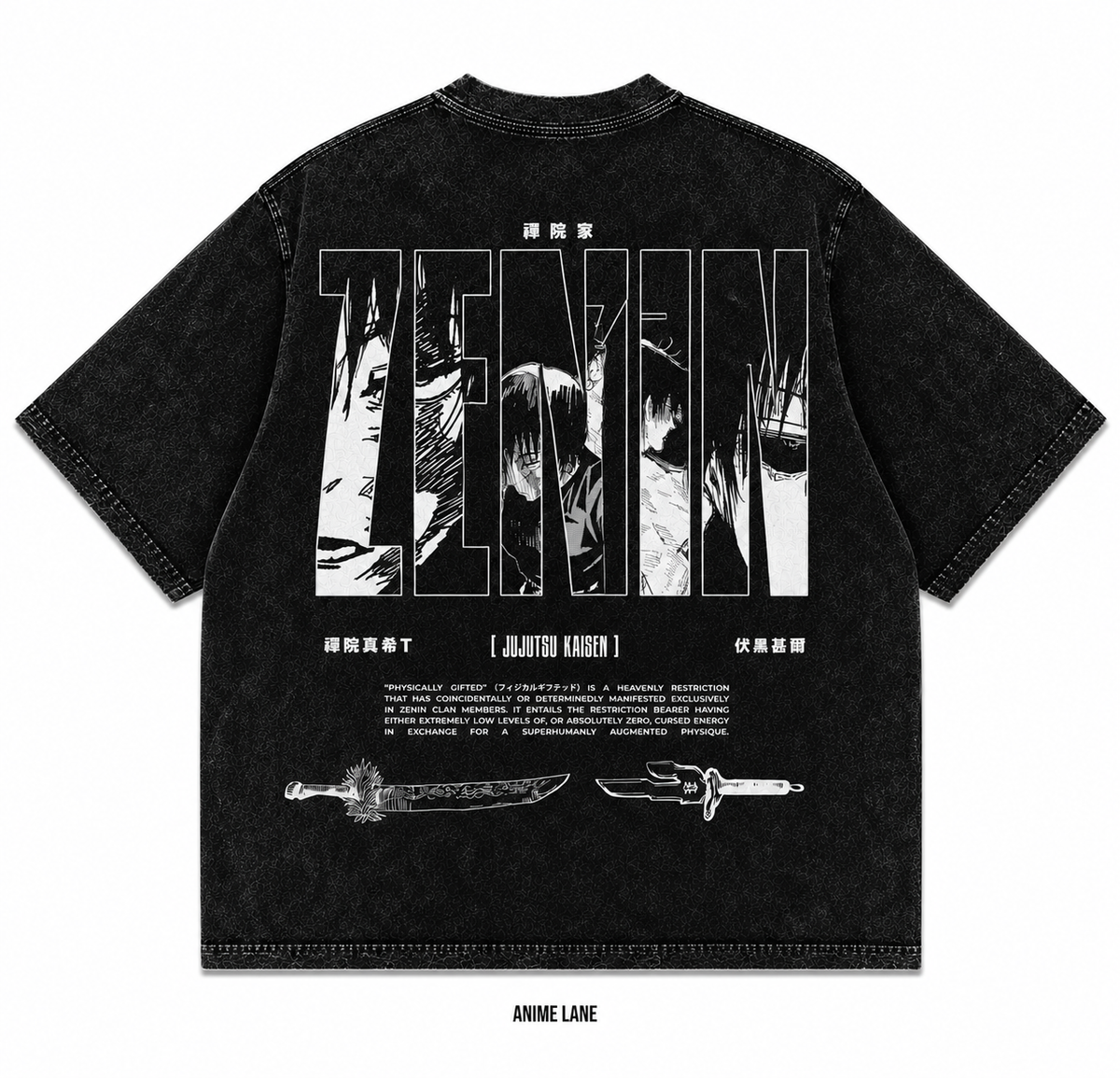 Playera Zenin JJK Oversize Acid Wash 230 GSM