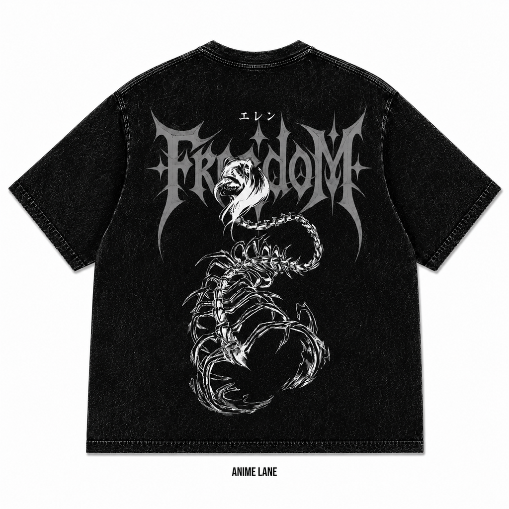 Playera Eren AOT Oversize Acid Wash 230 GSM