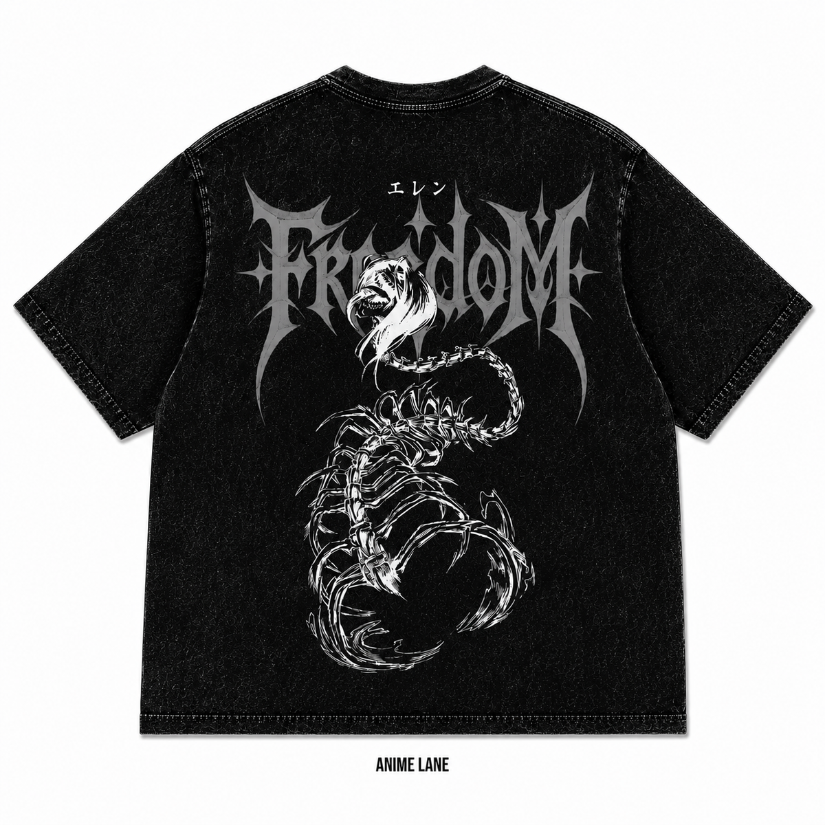 Playera Eren AOT Oversize Acid Wash 230 GSM