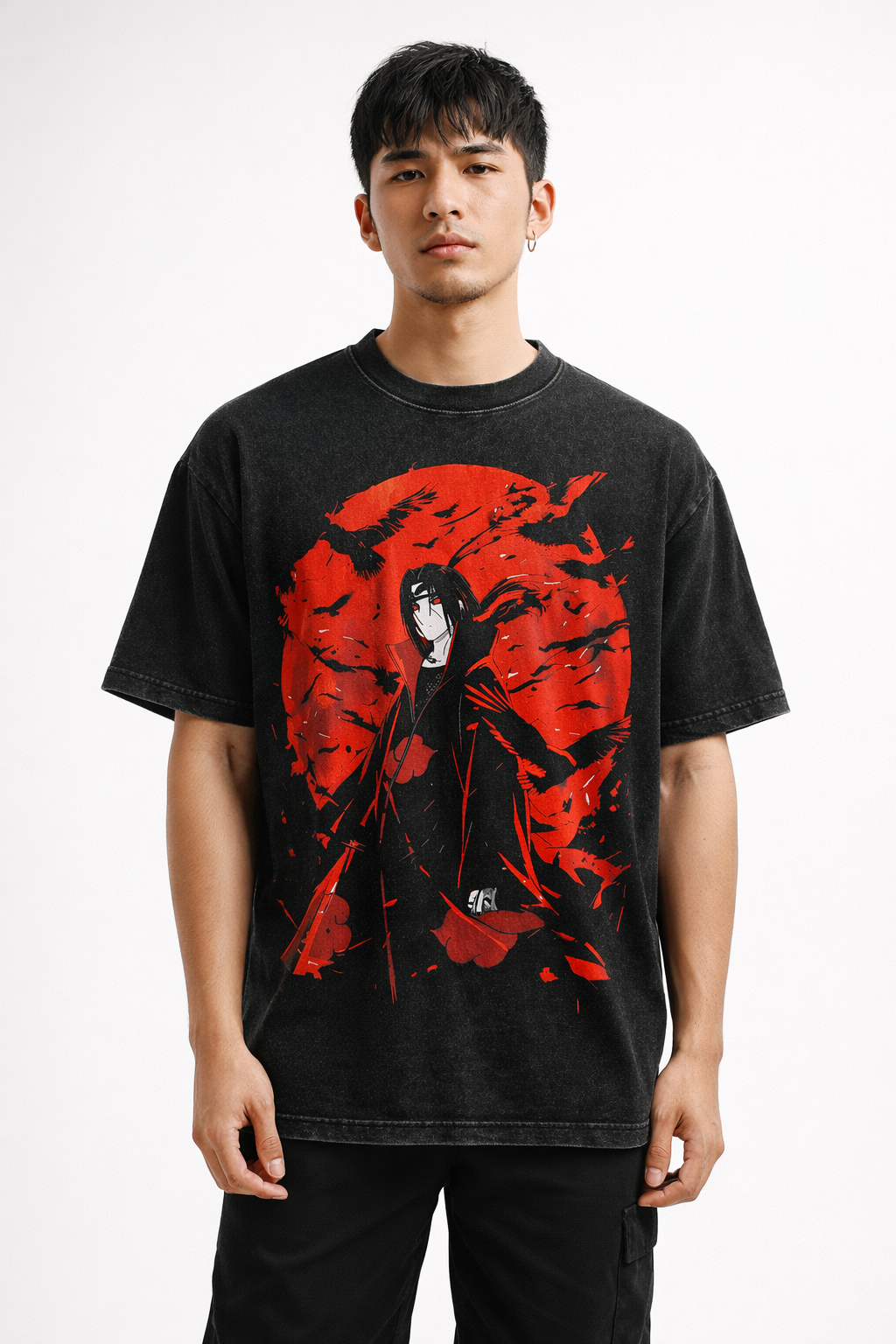 Playera Itachi Naruto Oversize Acid Wash 230 GSM