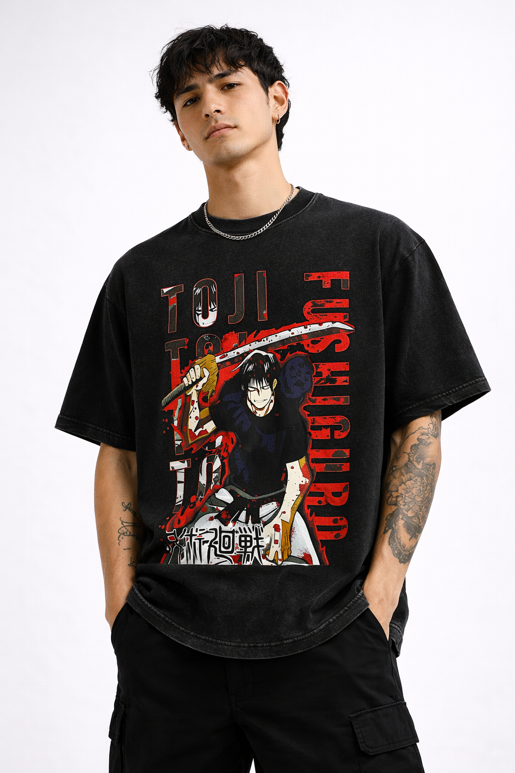 Playera Toji JJK Oversize Acid Wash 230 GSM