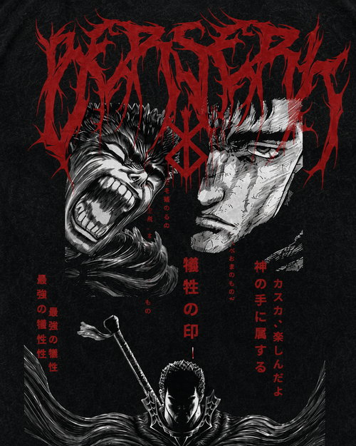 Playera Berserk Oversize Acid Wash 230 GSM