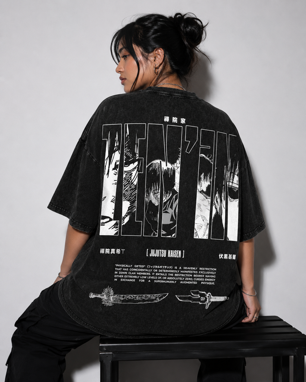 Playera Zenin JJK Oversize Acid Wash 230 GSM