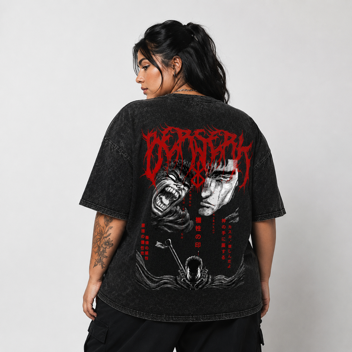 Playera Berserk Oversize Acid Wash 230 GSM