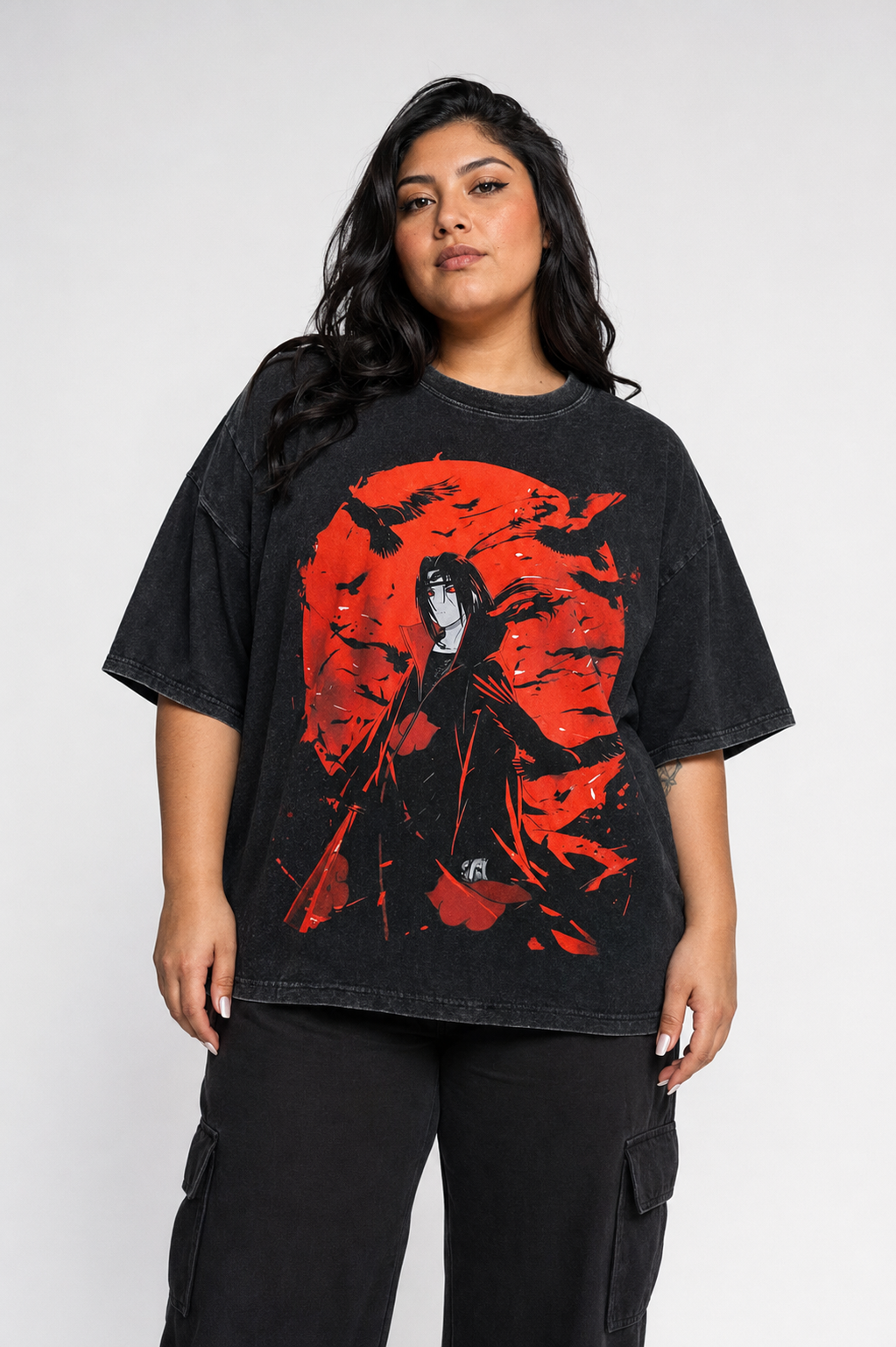 Playera Itachi Naruto Oversize Acid Wash 230 GSM