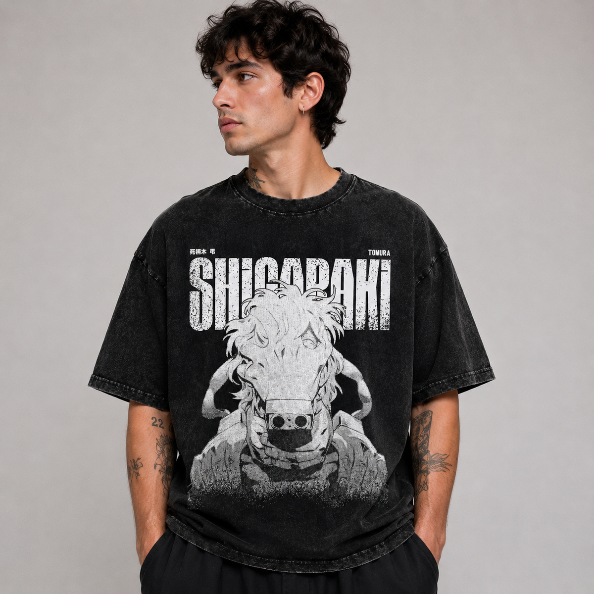 Playera Shigaraki MHA Oversize Acid Wash 230 GSM
