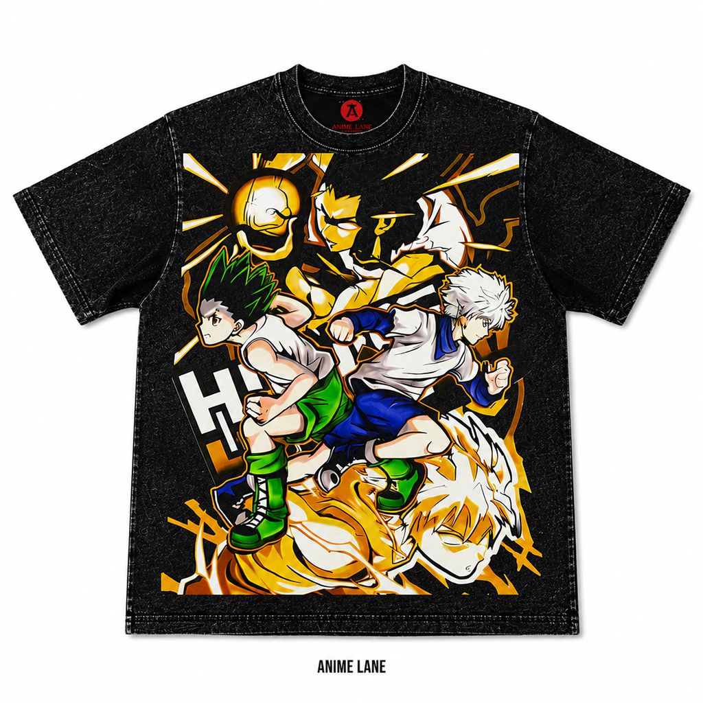 Playera Gon & Killua HXH Oversize Acid Wash 230 GSM