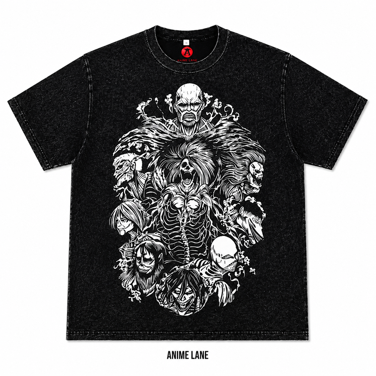 Playera Titanes AOT Oversize Acid Wash 230 GSM