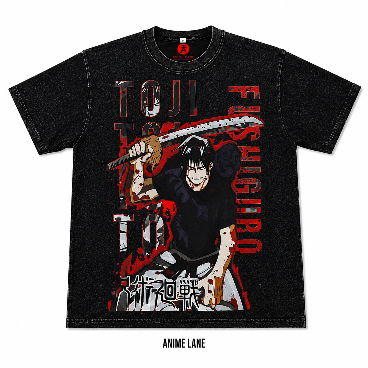Playera Toji JJK Oversize Acid Wash 230 GSM
