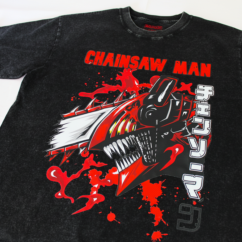 Playera Chainsaw Man Oversize Acid Wash 230 GSM