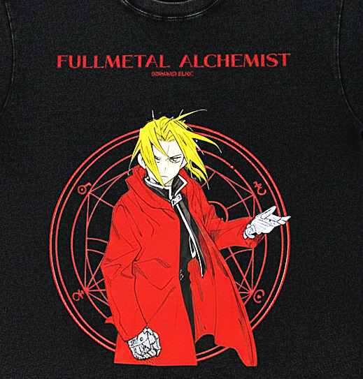 Playera Fullmetal Alchemist Oversize Acid Wash 230 GSM