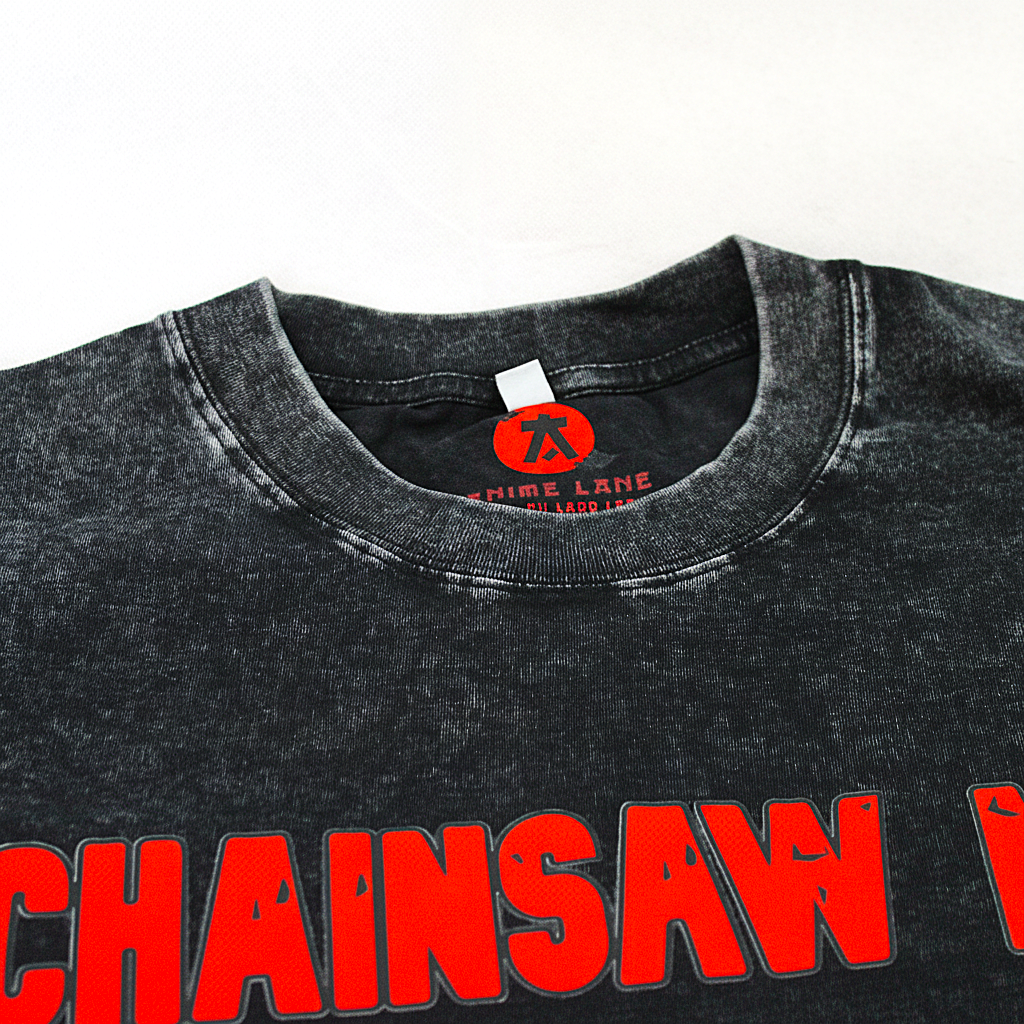 Playera Chainsaw Man Oversize Acid Wash 230 GSM