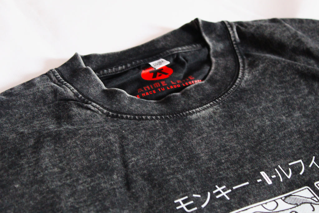 Playera Luffy One Piece Oversize Acid Wash 230 GSM