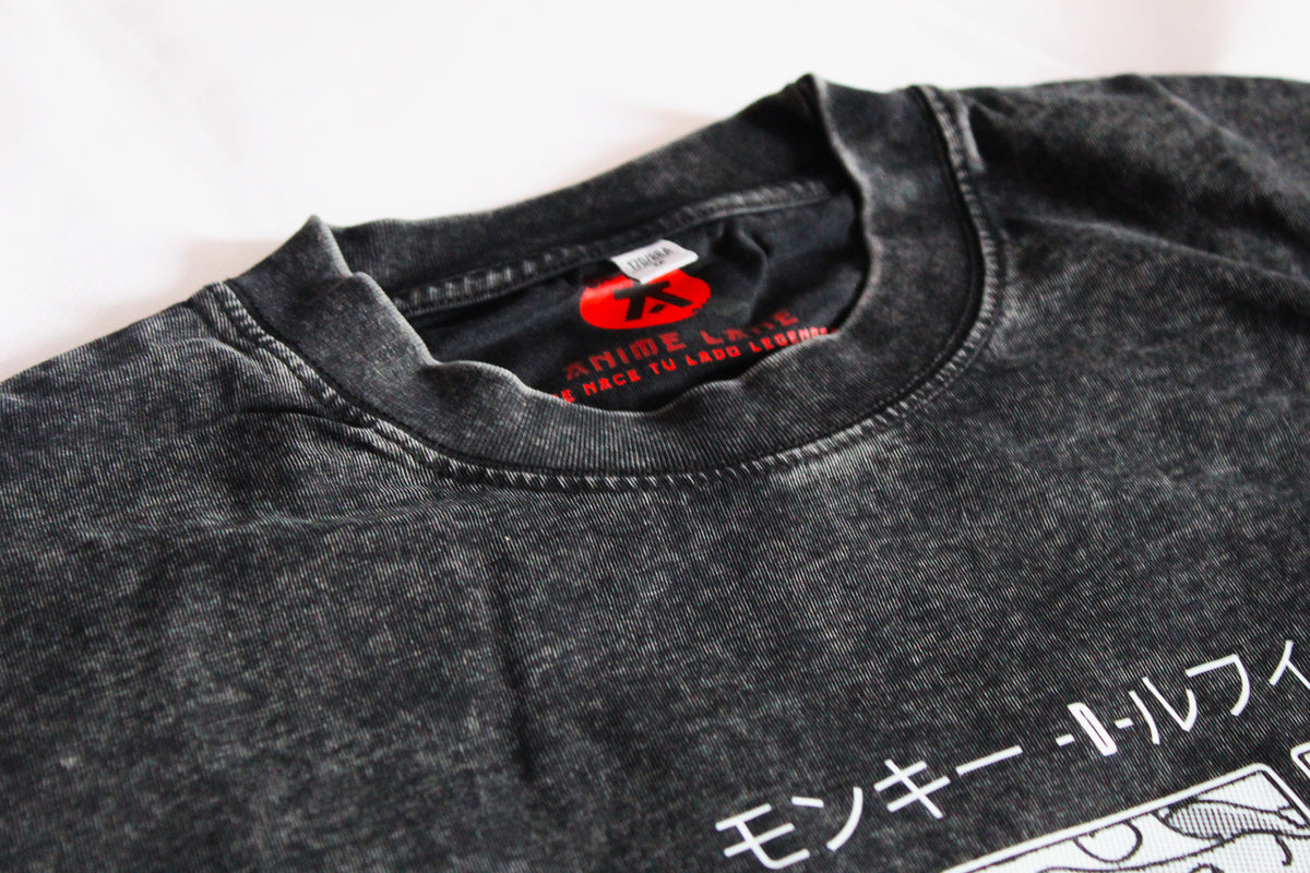 Playera Luffy One Piece Oversize Acid Wash 230 GSM